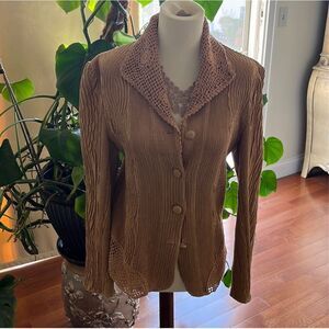 BALA BALA | tan crochet sweater jacket S
